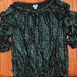 Perfectly green & glittery sequined blouse